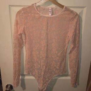 VS Beautiful Pink Sheer Floral Pattern Bodysuit!